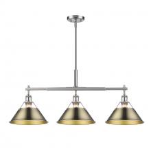  3306-LP PW-AB - Orwell PW 3 Light Linear Pendant in Pewter with Aged Brass shades